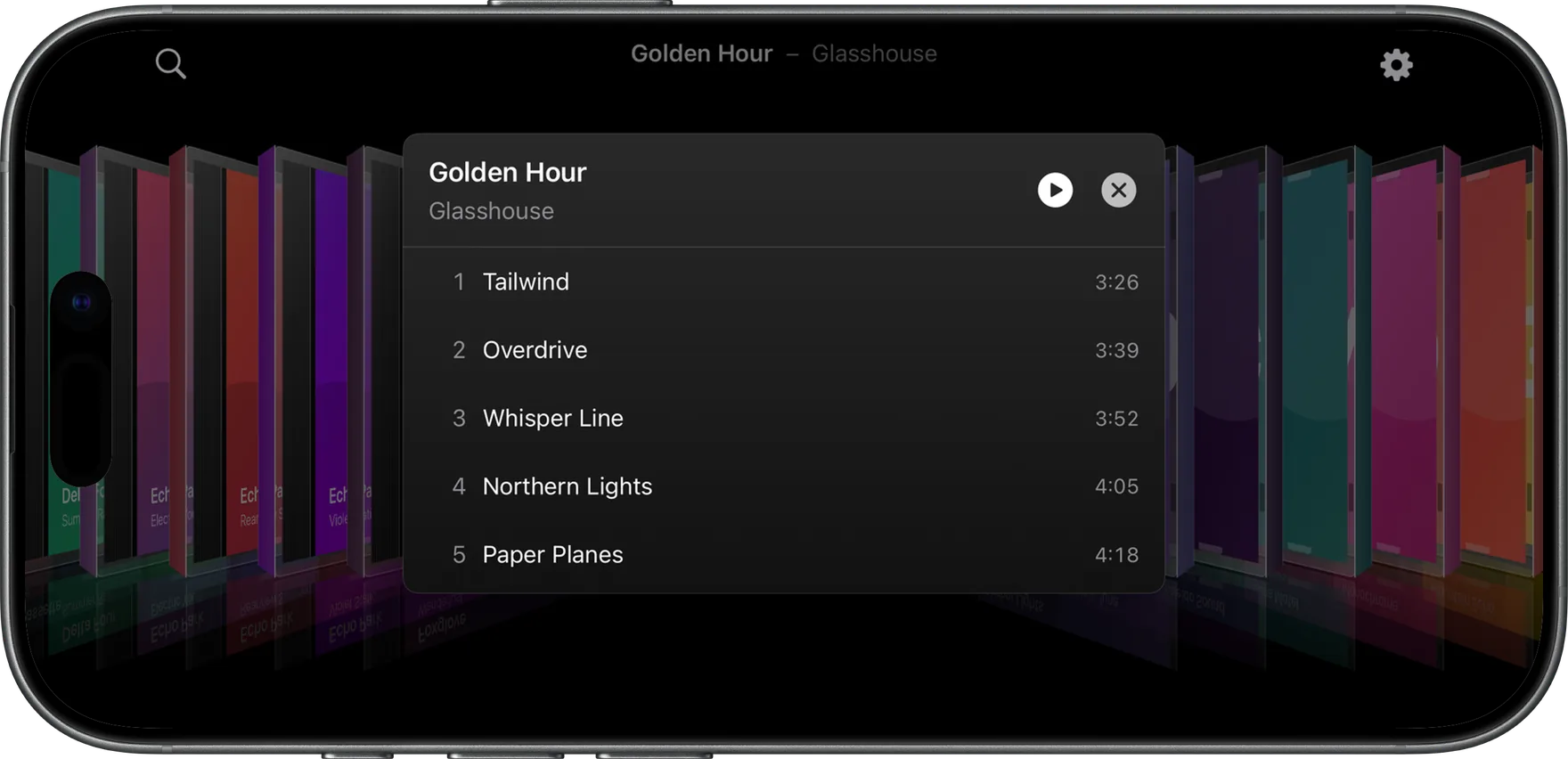 AlbumDeck album tracklist with playback in progress